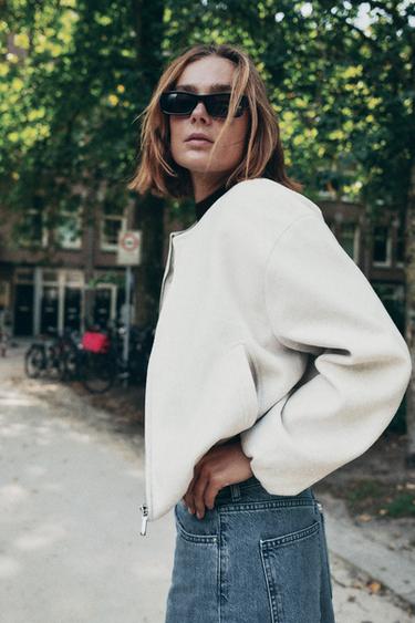 SOFT BOMBER JACKET - Ecru by Zara