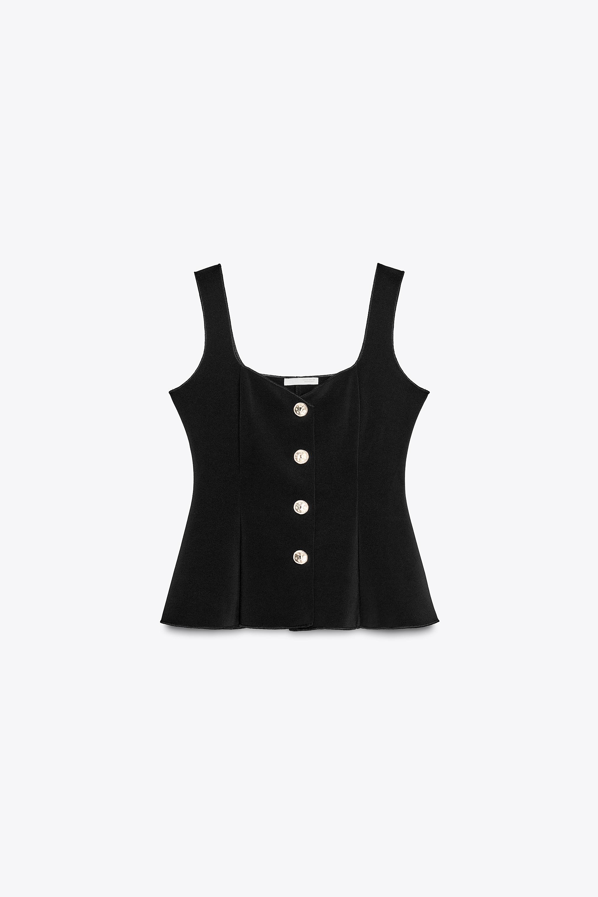 STRETCH PEPLUM VEST TOP
