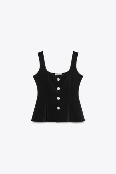 TOP GILET STRETCH PÉPLUM - Noir de Zara - Image 5
