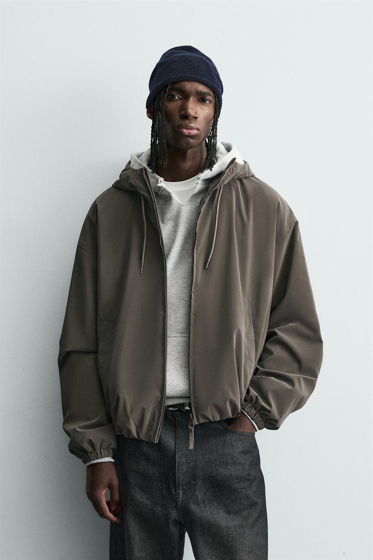 ZARA LIGHTWEIGHT TECHNICAL HOODED JACKET