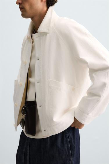 VESTE LIN - COTON - Écru de Zara - Image 5