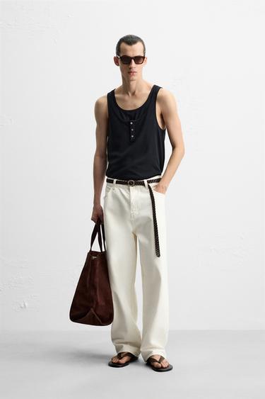 DOUBLE NECK BUTTON-UP TANK TOP - Navy blue by Zara - Image 0