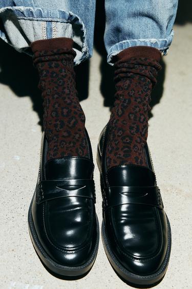 애니멀 프린트 삭스 - Zara 브라운