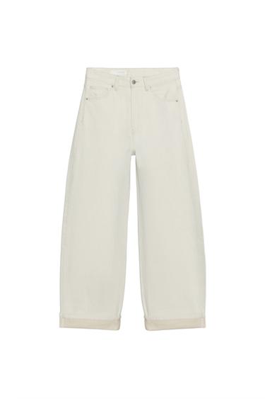 QUẦN JEANS TRF BAGGY CẠP LỠ GẤU LẬT - Kem từ Zara