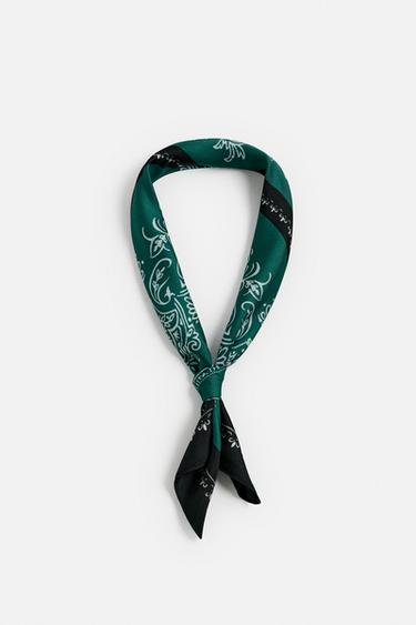 PAISLEY PRINT BANDANA - Green by Zara