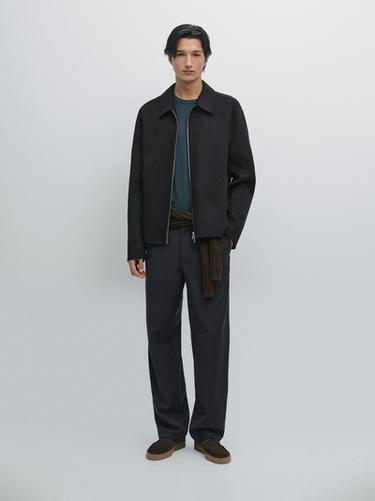 Zara Pinstripe wool blend jacket - Navy blue