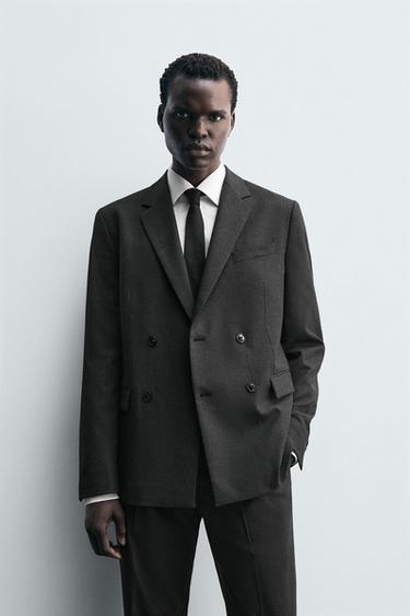DOUBLE-BREASTED SUIT BLAZER - Anthracite Grey by Zara