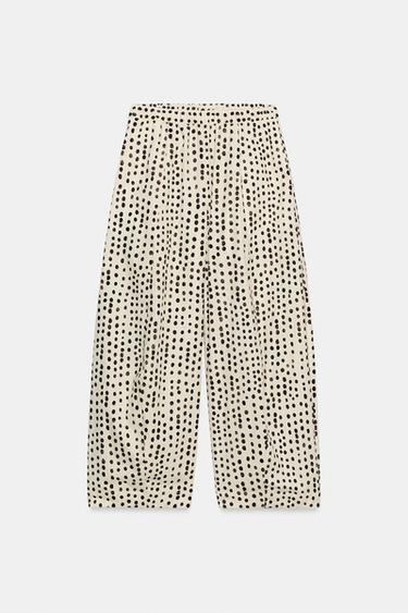 PANTALON STYLE PYJAMA À POIS ZW COLLECTION - Écru / Noir de Zara - Image 4