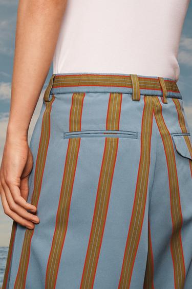 STRIPED RELAXED FIT BERMUDA SHORTS LIMITED EDITION - Blue / Green by Zara - Image 4