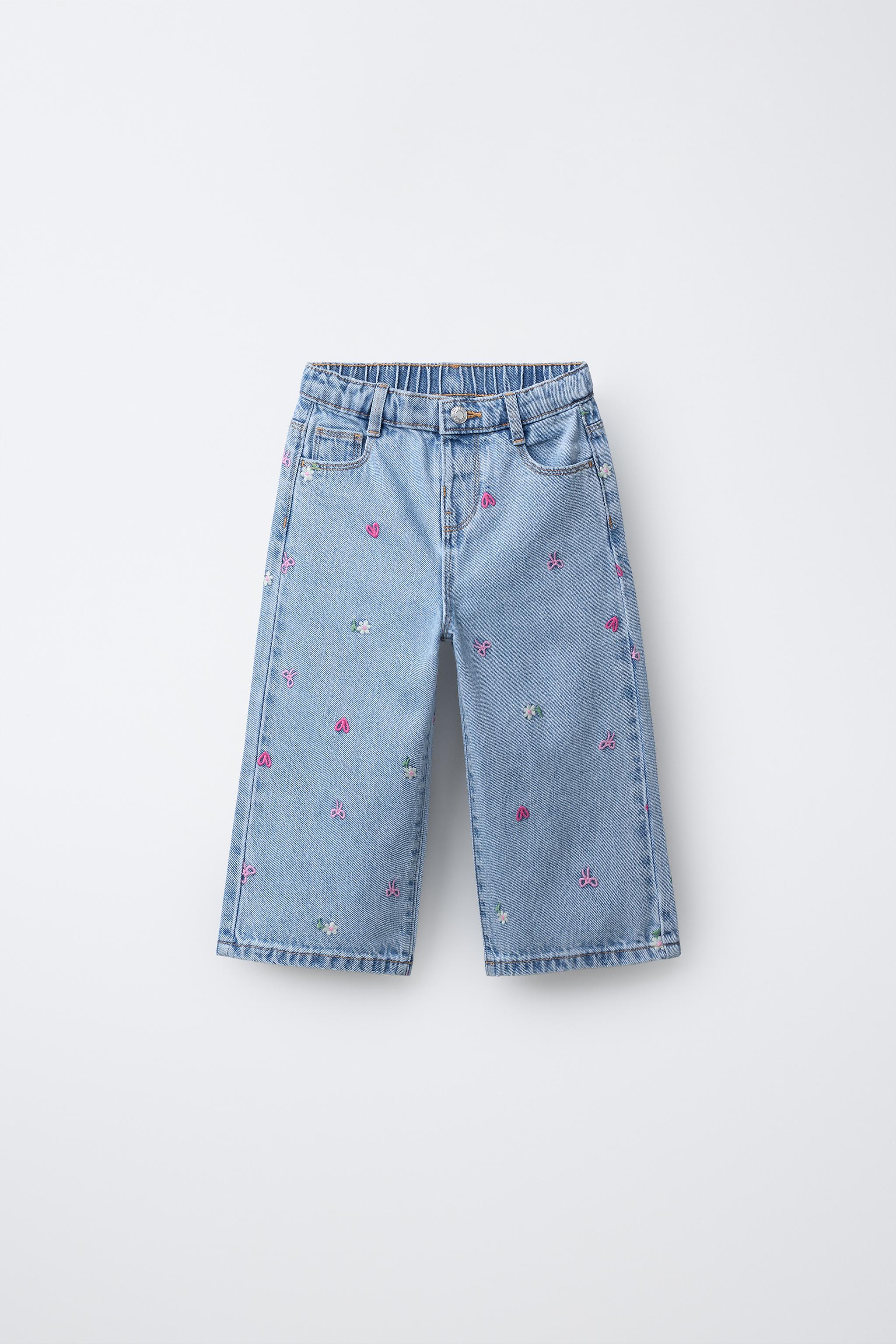 刺繍入りキュロットデニムパンツ - ブルー | ZARA Japan / 日本