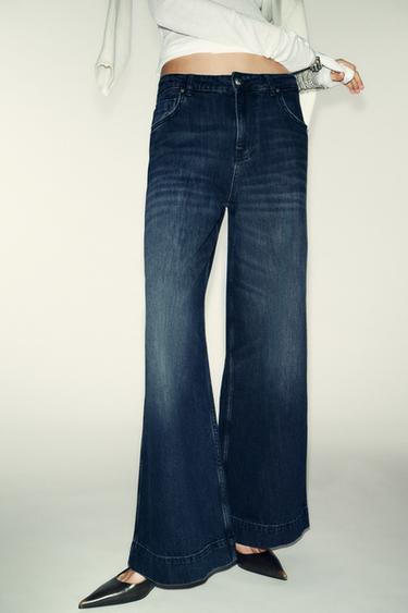 QUẦN JEANS Z1975 ỐNG RỘNG LƯNG CAO - Xanh dương từ Zara
