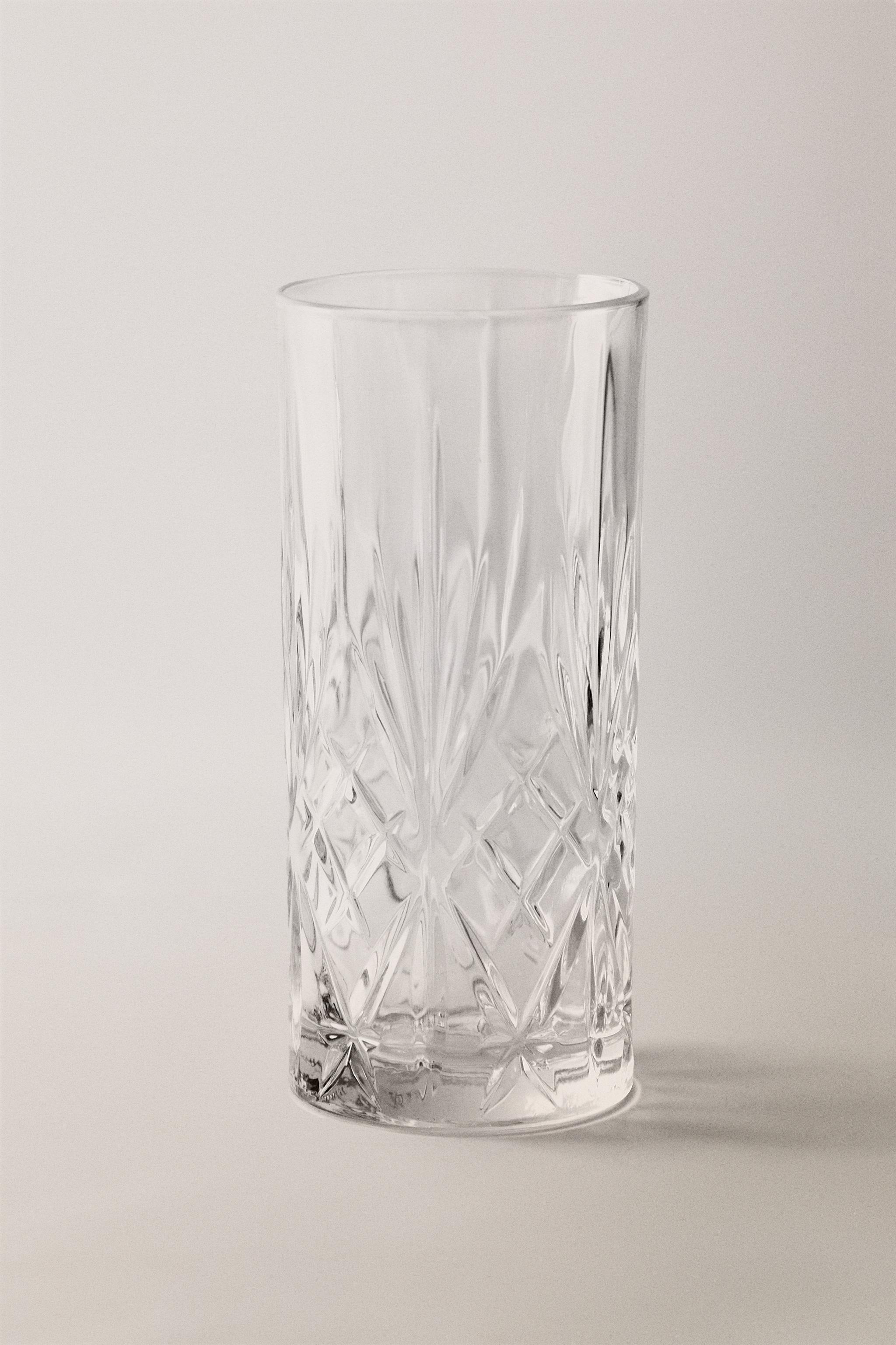 TALL TUMBLER WITH RAISED DESIGN — Transparent