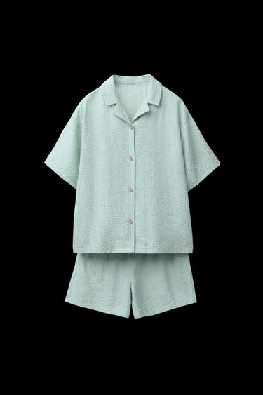 6-14 YEARS/ SEERSUCKER SHIRT PYJAMAS - Greenish by Zara - Image 0
