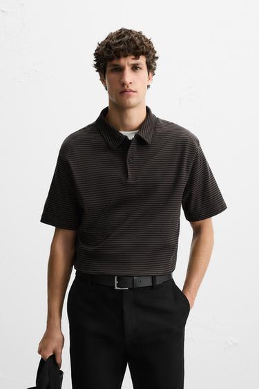POLO SHIRT WITH MERCERISED FINISH - Brown-Blue by Zara