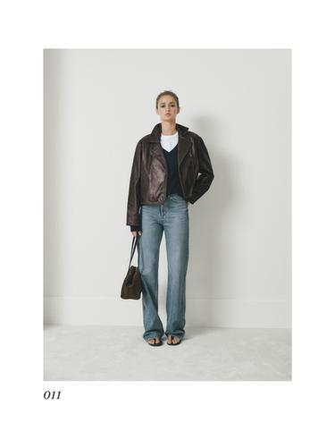 Cazadora biker piel napa - Marrón de Zara