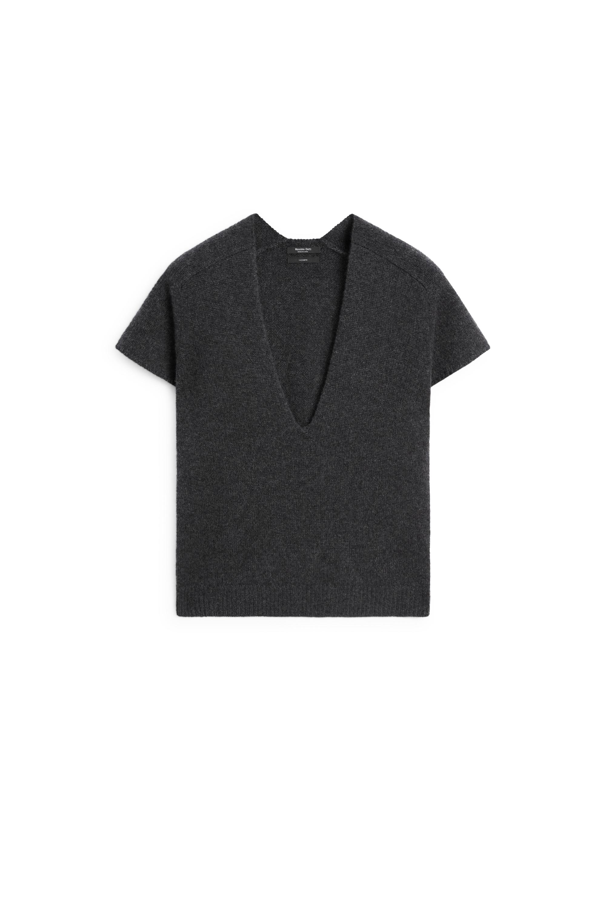 100% cashmere knit short sleeve sweater - Anthracite grey | ZARA 