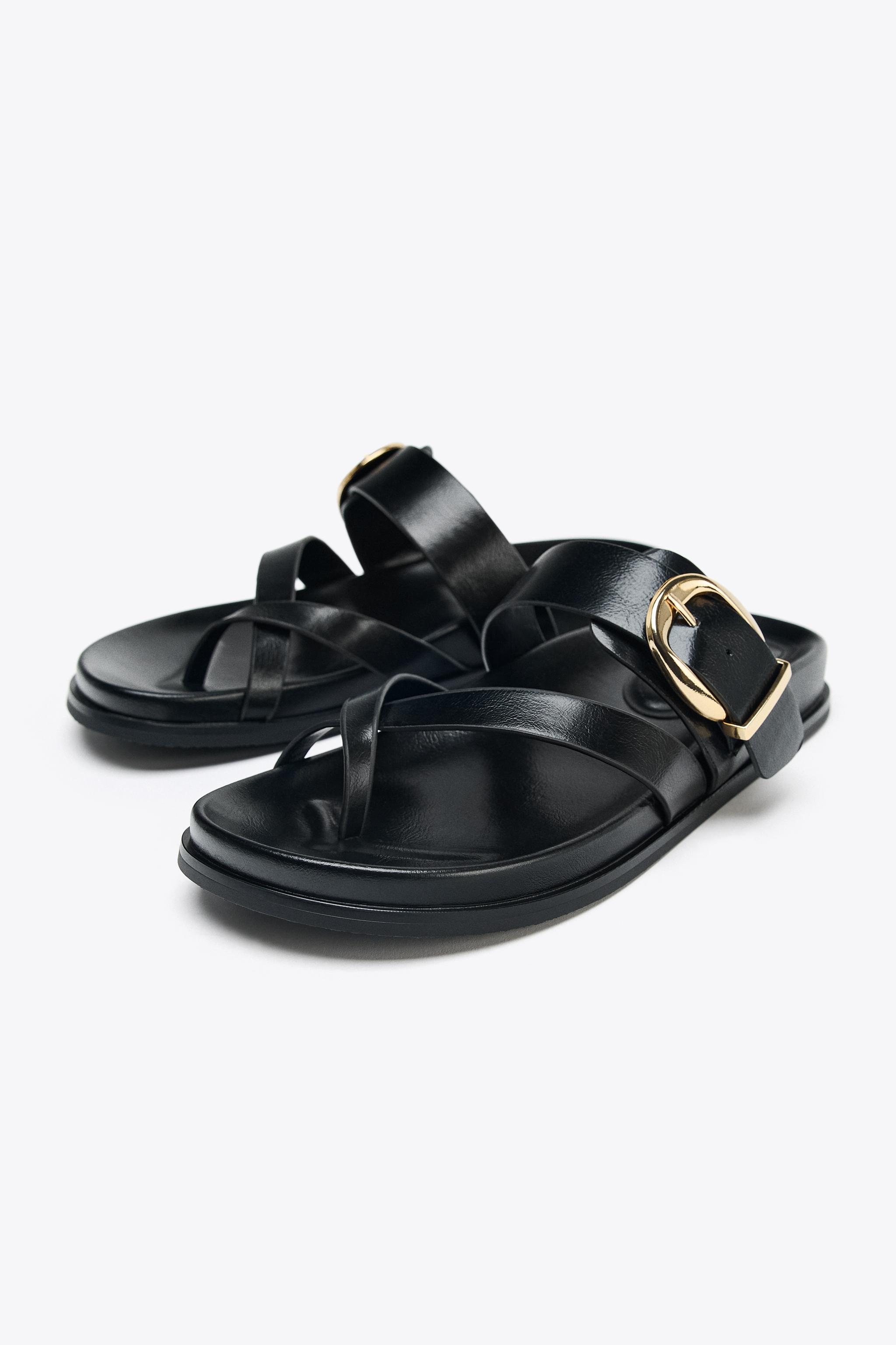 【ZARA】バックル付きプレーンサンダル ブラック | 3621/510/800 ZARA】バックル付きプレーンサンダル ブラック | 3621/510/800
