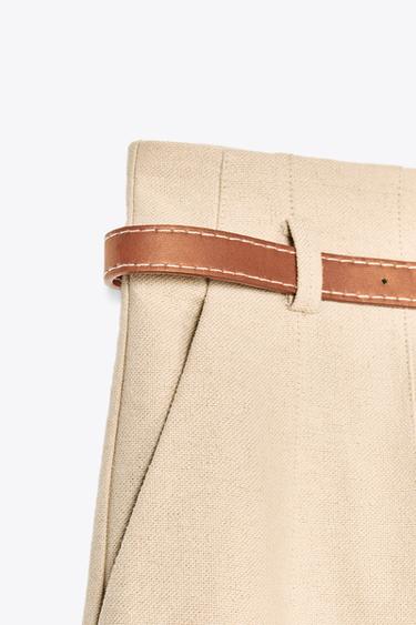 RUSTIC TROUSERS WITH BELT - Sand by Zara - Image 6