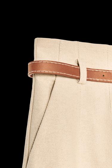RUSTIC TROUSERS WITH BELT - Sand by Zara