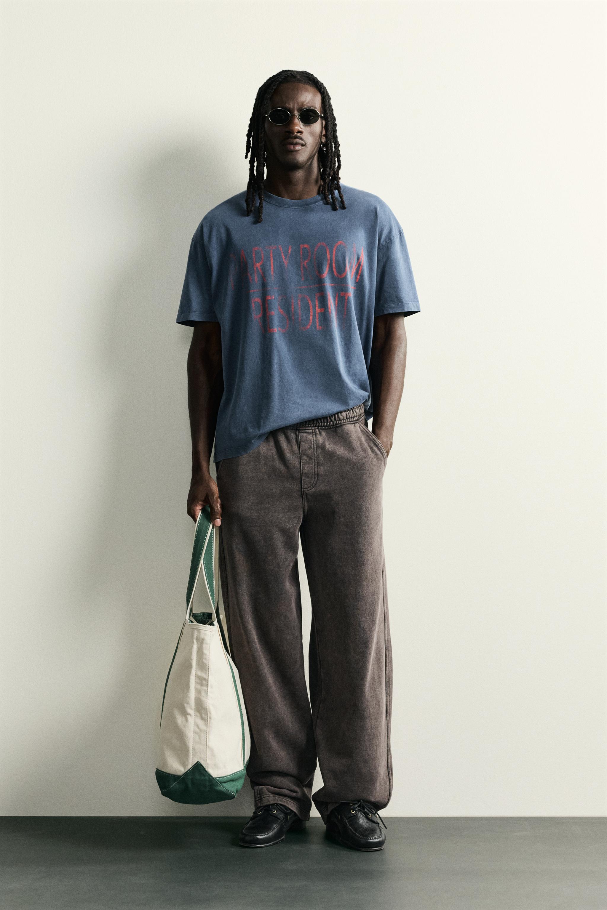WASHED EFFECT TEXT T-SHIRT