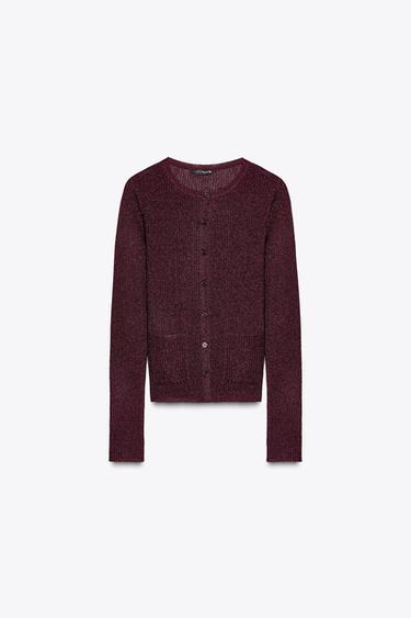 Zara METALLIC THREAD JACKET - Burgundy - Image 0