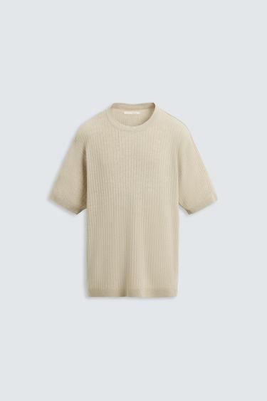 CAMISETA PUNTO JACQUARD - Beige claro de Zara