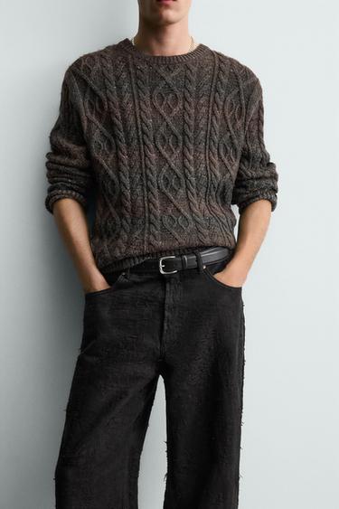 PANTALON JACQUARD TEXTURÉ - Noir de Zara - Image 4