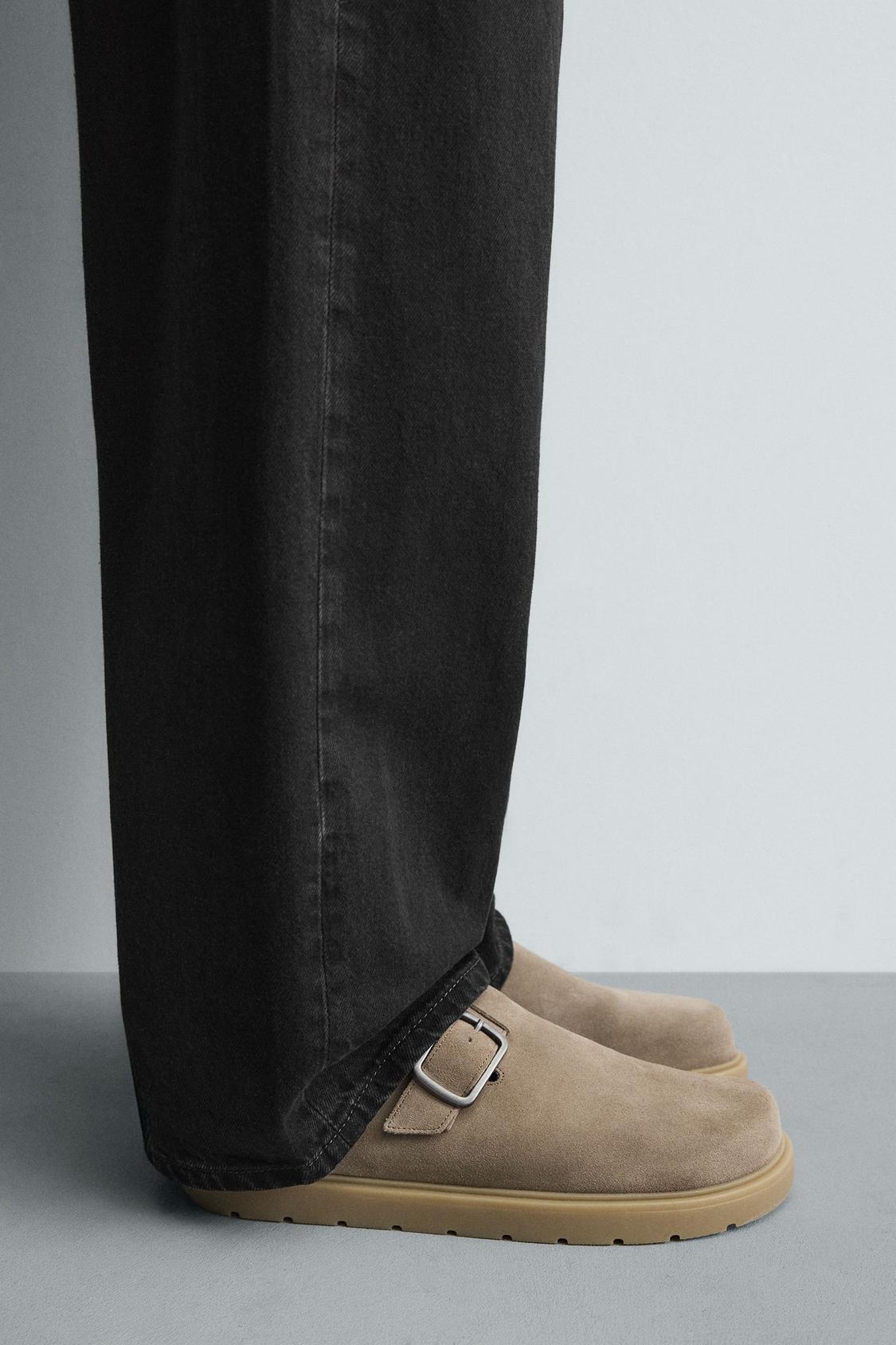 САБО ИЗ КОЖИ ZARA С ПРЯЖКОЙ