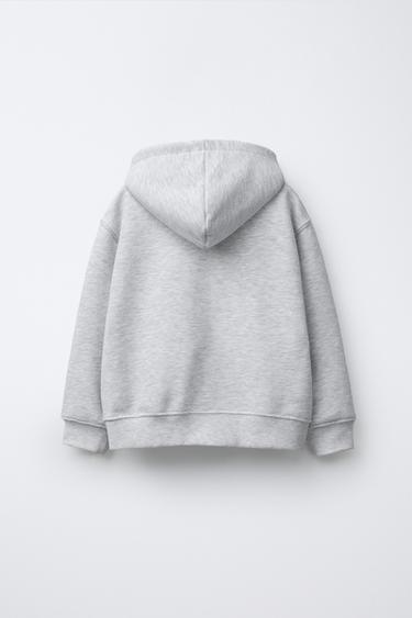 ZIP-UP HOODIE WITH SLOGAN PRINT - Grey marl by Zara - Image 1