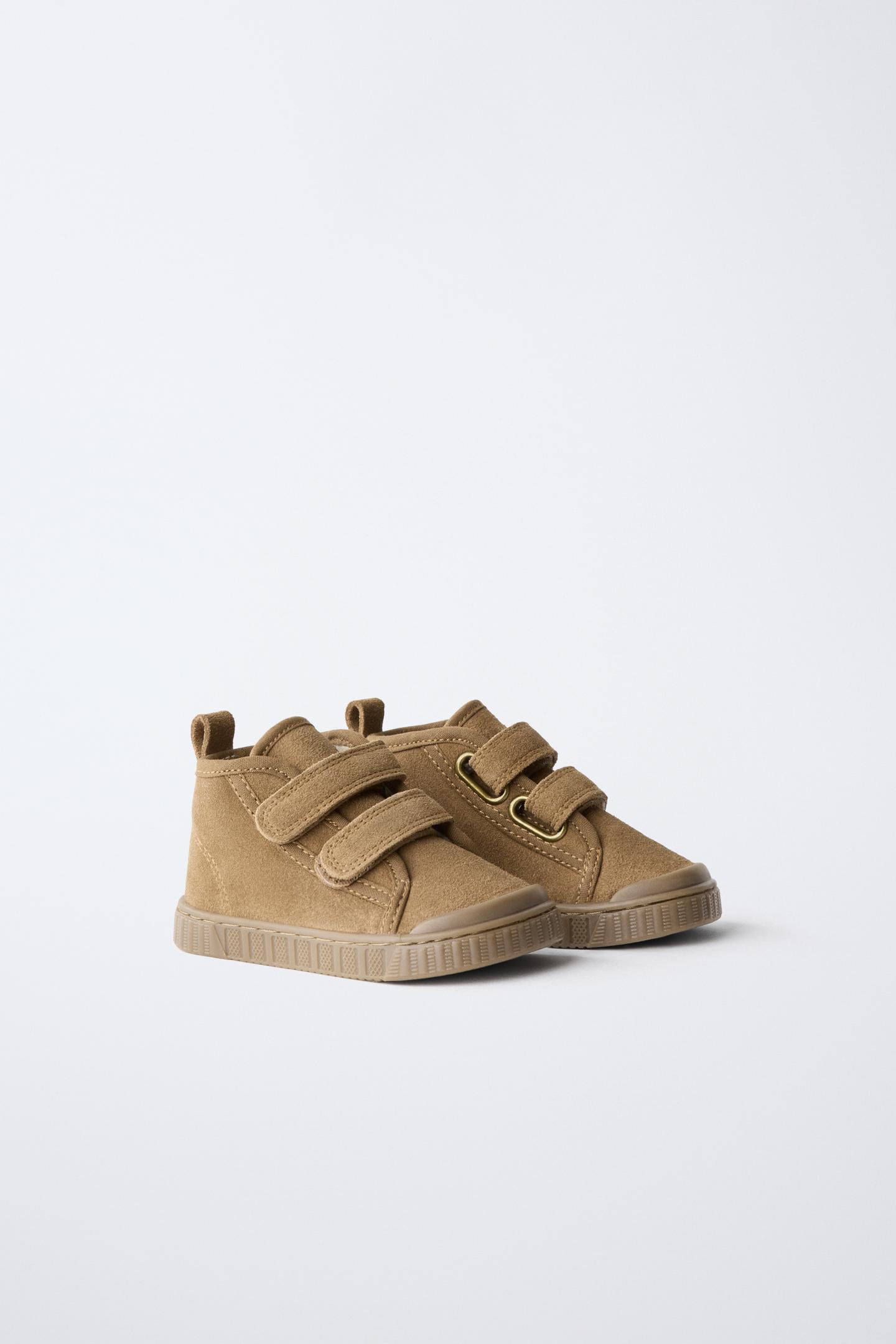 Детские кроссовки Zara Leather Lined Barefoot Sneaker, цвет: Коричневый — фото 2