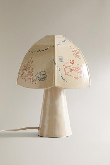 CERAMIC TABLE LAMP WITH PAINTED MOTIFS - Ecru by Zara - Image 5