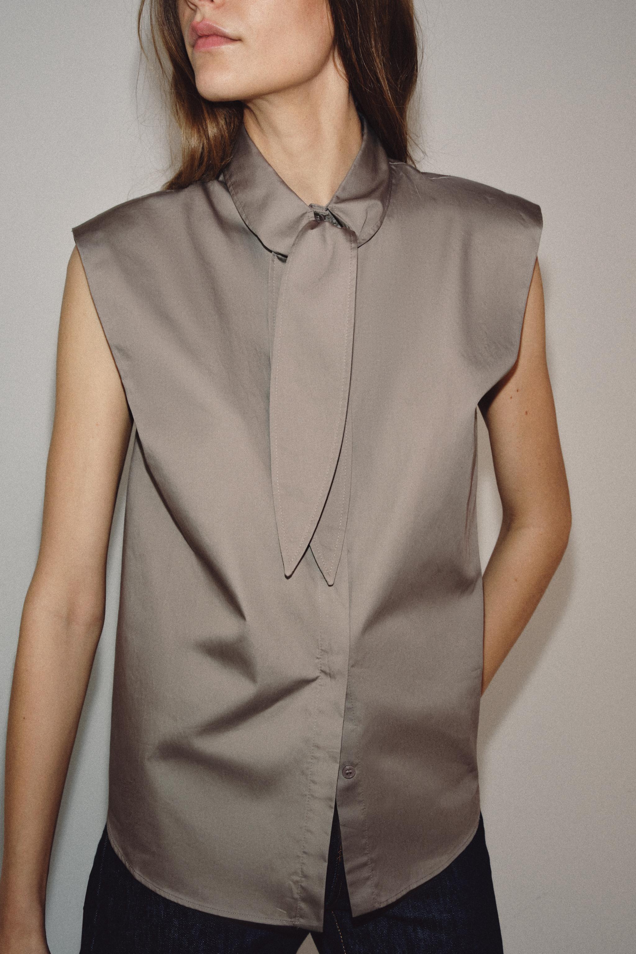ZW COLLECTION LACED STRIPED SHIRT
