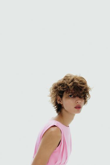 PLEATED ZIP T-SHIRT - Pink by Zara - Image 2