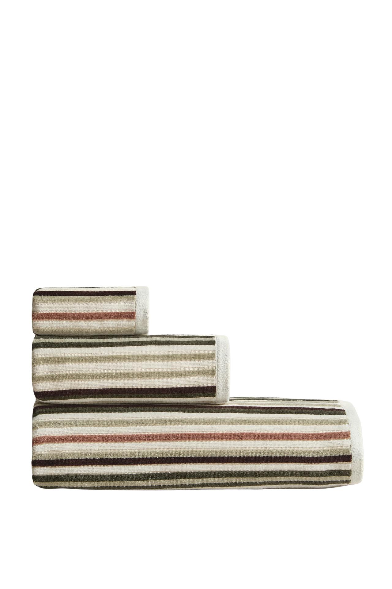 MULTICOLOURED STRIPE COTTON VELOUR BATH TOWEL