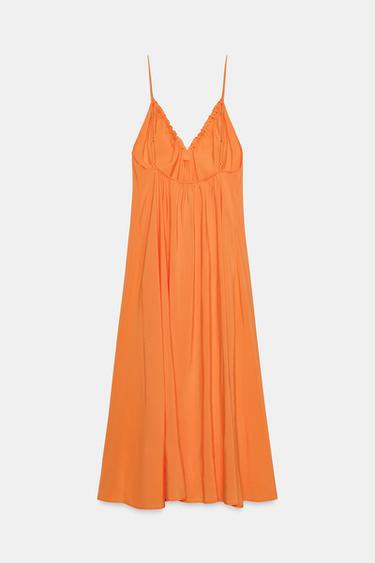 ROBE MI-LONGUE FLUIDE À NŒUD - Orange de Zara - Image 2