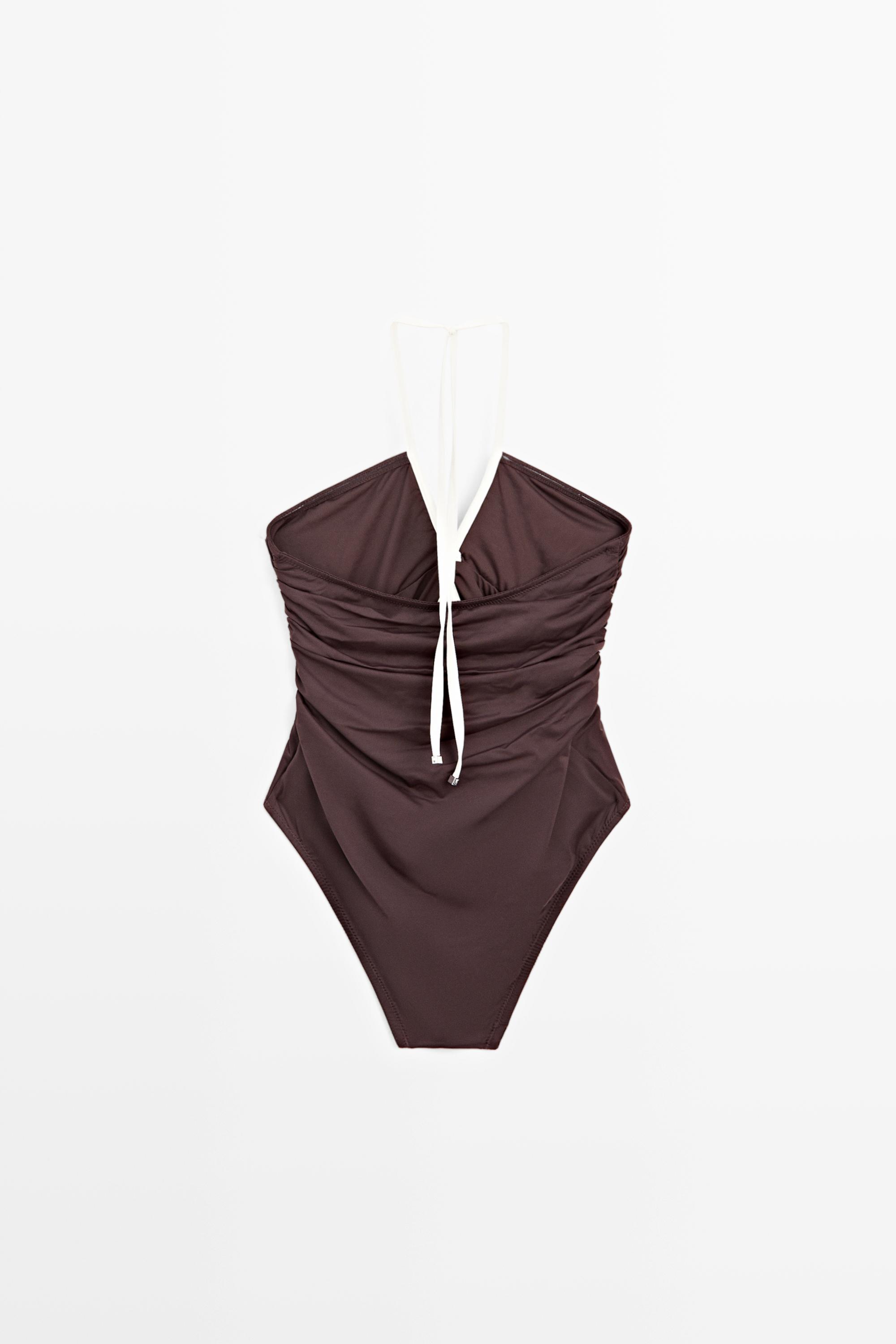 Maillot de bain froncé contrastant