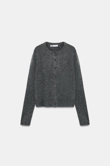 CHAQUETA 100% LANA PUNTO LISO - Gris oscuro de Zara