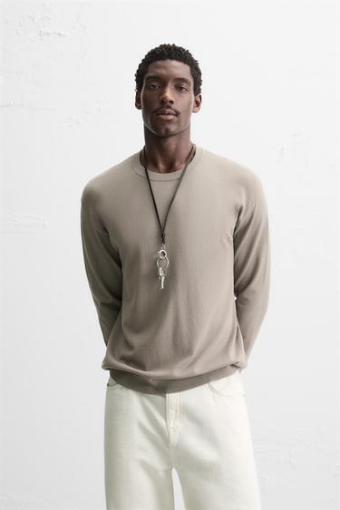 TEXTURED VISCOSE BLEND SWEATER - Taupe grey by Zara
