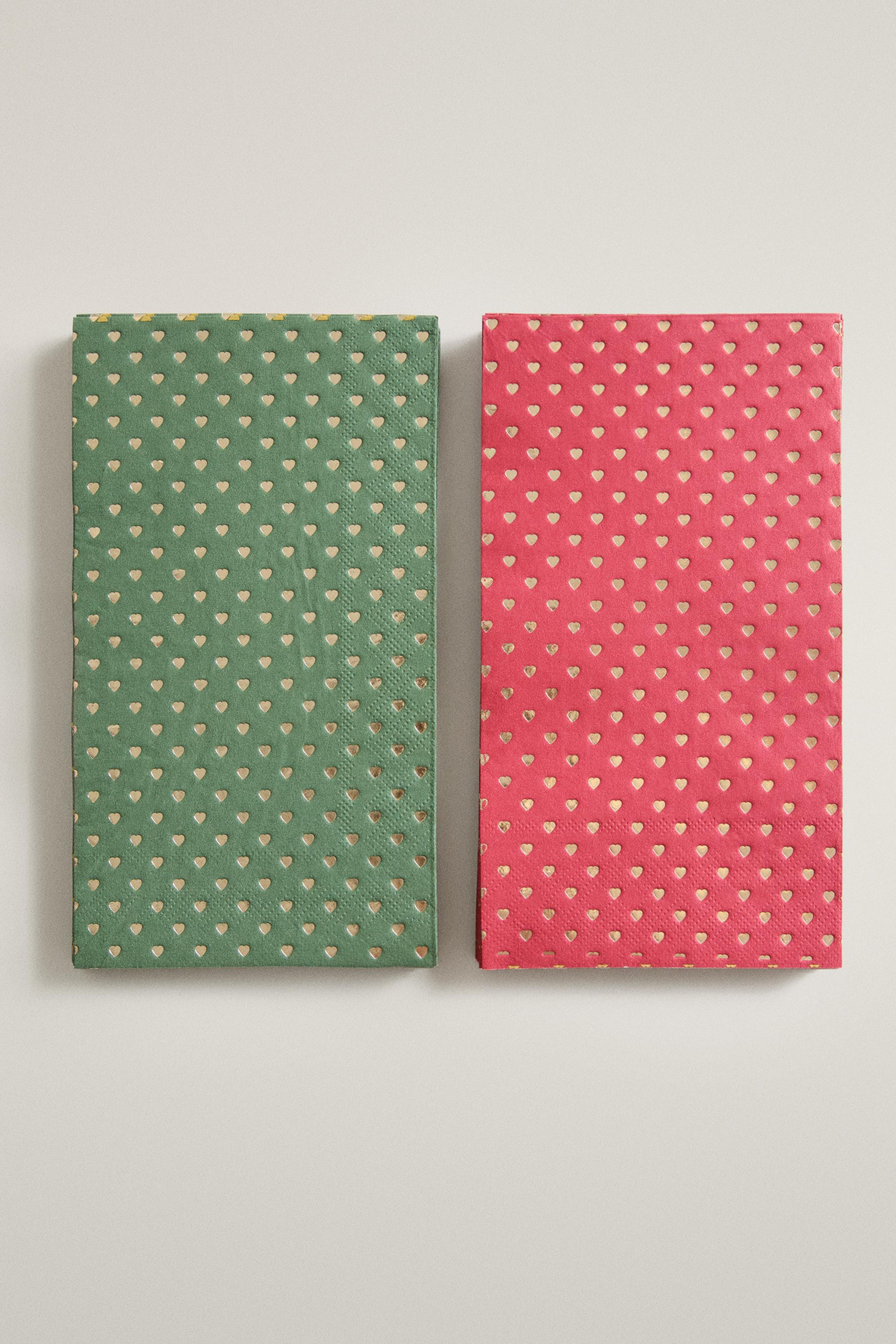 PACK OF CHRISTMAS HEART PAPER NAPKINS (PACK OF 30) - Green | ZARA