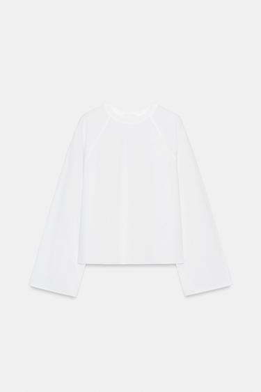 T-SHIRT À MANCHES LONGUES RAGLAN - Blanc de Zara - Image 5