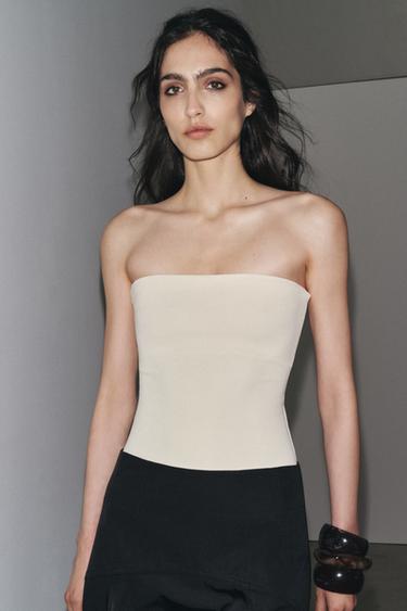 BODY BANDEAU STRETCH - Branco-marfim da Zara