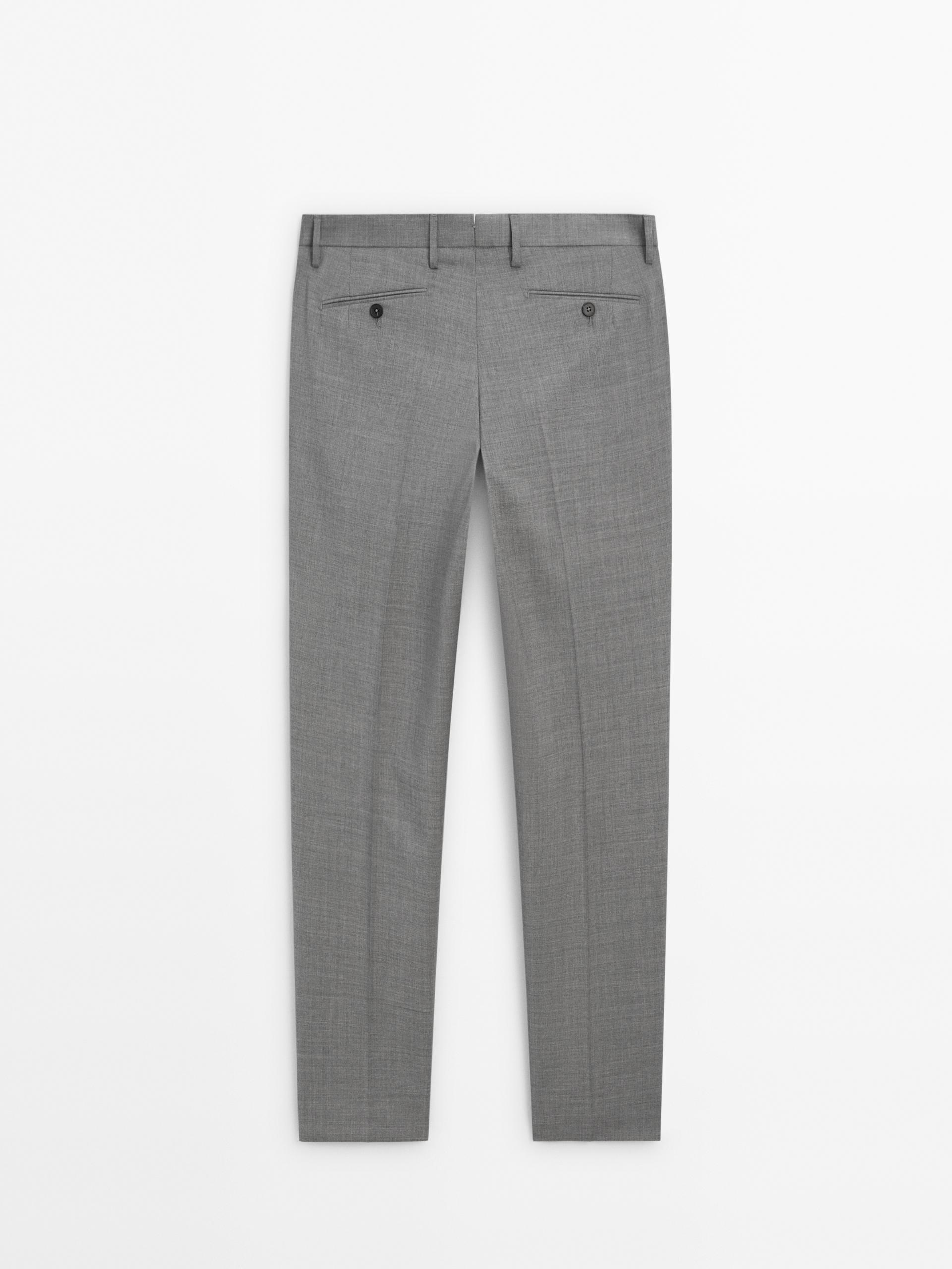 Grey 100% wool suit trousers - Gray