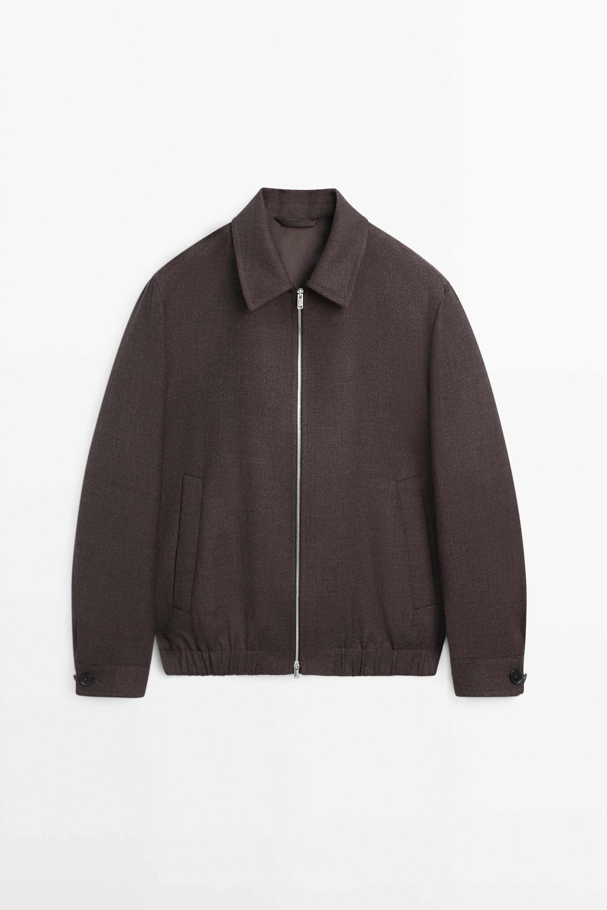Blouson bomber en laine avec fermeture Éclair