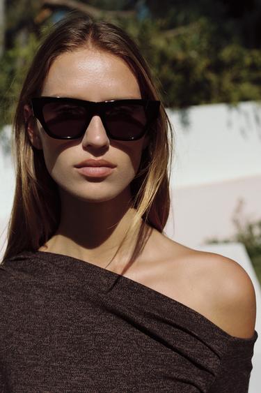 TOP ASYMÉTRIQUE PIQUÉ - Marron foncé de Zara - Image 3