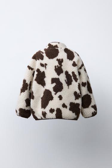 COW PRINT FAUX SHEARLING JACKET - Brown by Zara - Image 3