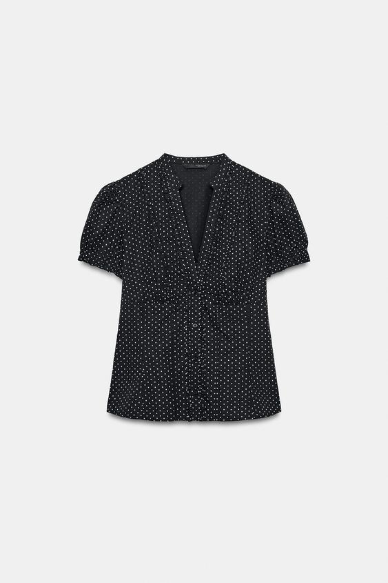 CAMISA VOLANTES - Negro / Blanco de Zara - Imagen 0