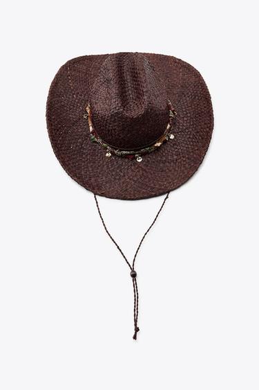 CHAPEAU TRESSÉ COWBOY - Marron de Zara
