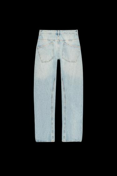 Zara TRF SHIFTED SEAM LOW WAIST JEANS - Light blue
