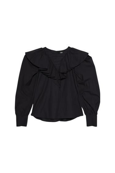 RUFFLED POPLIN SHIRT
