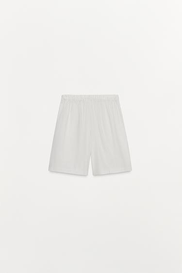 BERMUDA EN POPELINE RAYÉE - Écru / Beige de Zara - Image 5